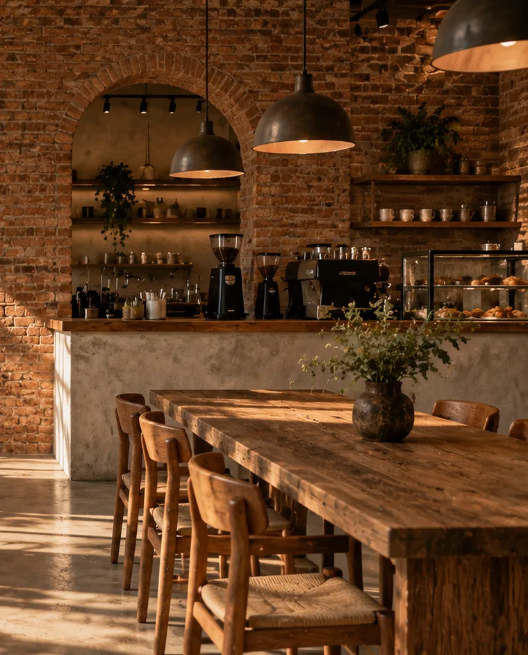 Bar kopi dengan mesin espresso dan grinder